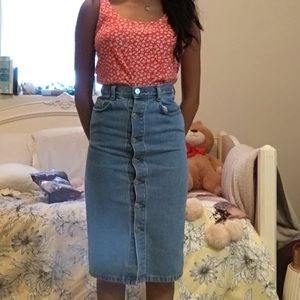 Long Denim Pencil Skirt